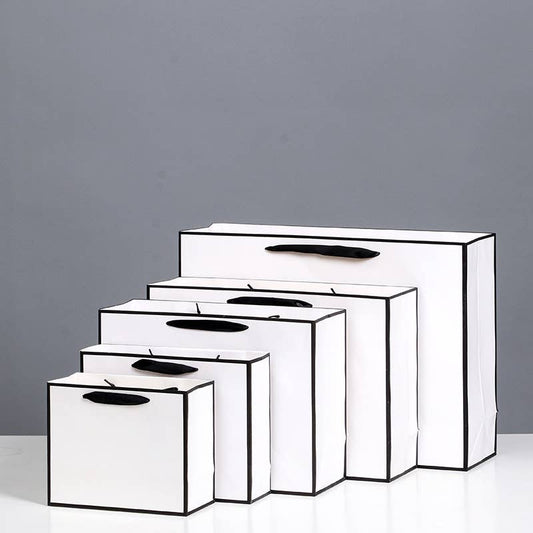 White with Black Border Paper Gift Bag w/ free tissue: H5