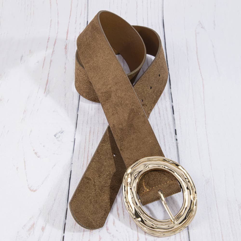 Suede Hammered Round Buckle Belt: GDBR