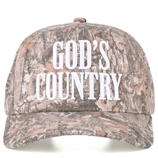 GOD'S COUNTRY Letter on Two Tone Trucker Hat: DKM2