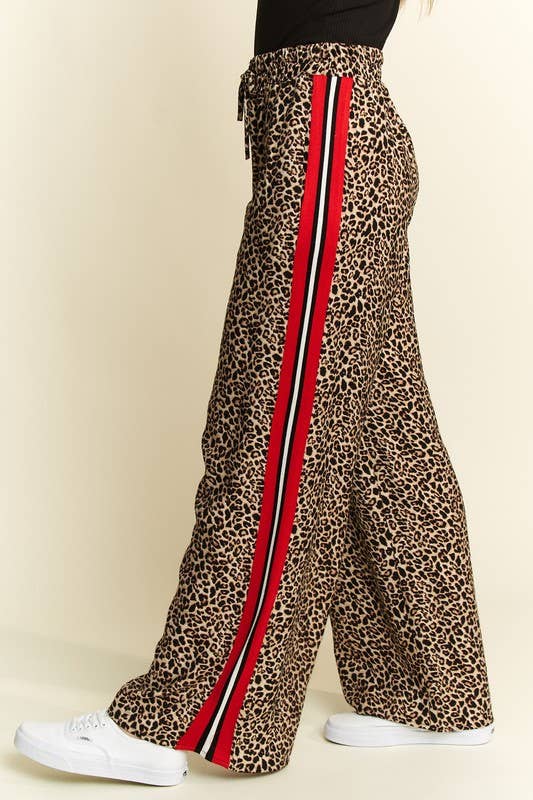 LEOPARD CONTRAST TROUSER RED PANEL: MOCHA BROWN / XL