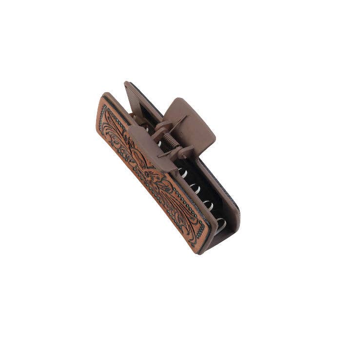 High Vista Hair Comb Clip In Dark Brown: Black-White