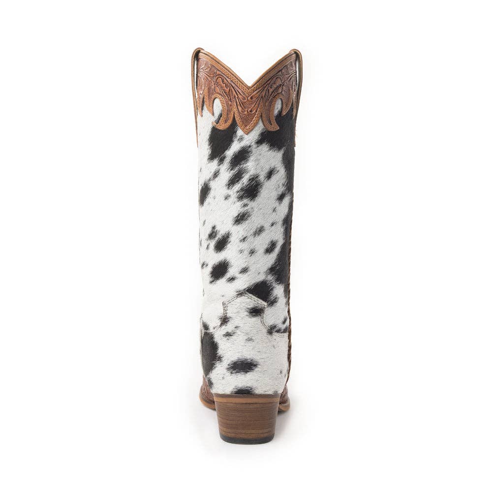 Adelaide Hair-On High Top Boots: Black and White / 7