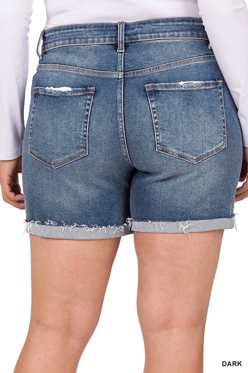 "....PLUS Size Denim Shorts: DARK-167944 / 2X