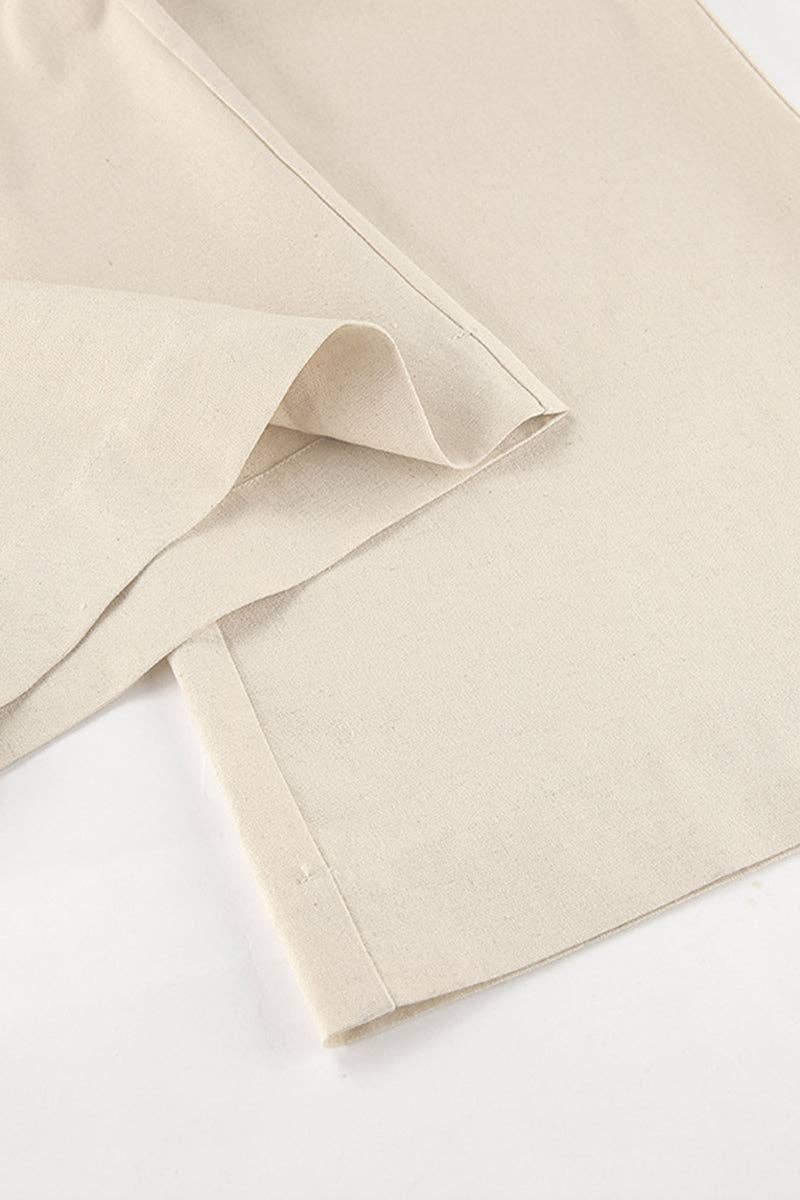 Relaxed Wide-Leg Casual Pants: BEIGE / S