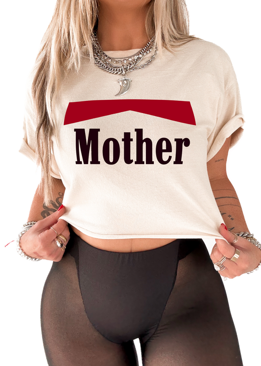 CROPPED VINTAGE MOTHER GRAPHIC TEE: Ivory / XL