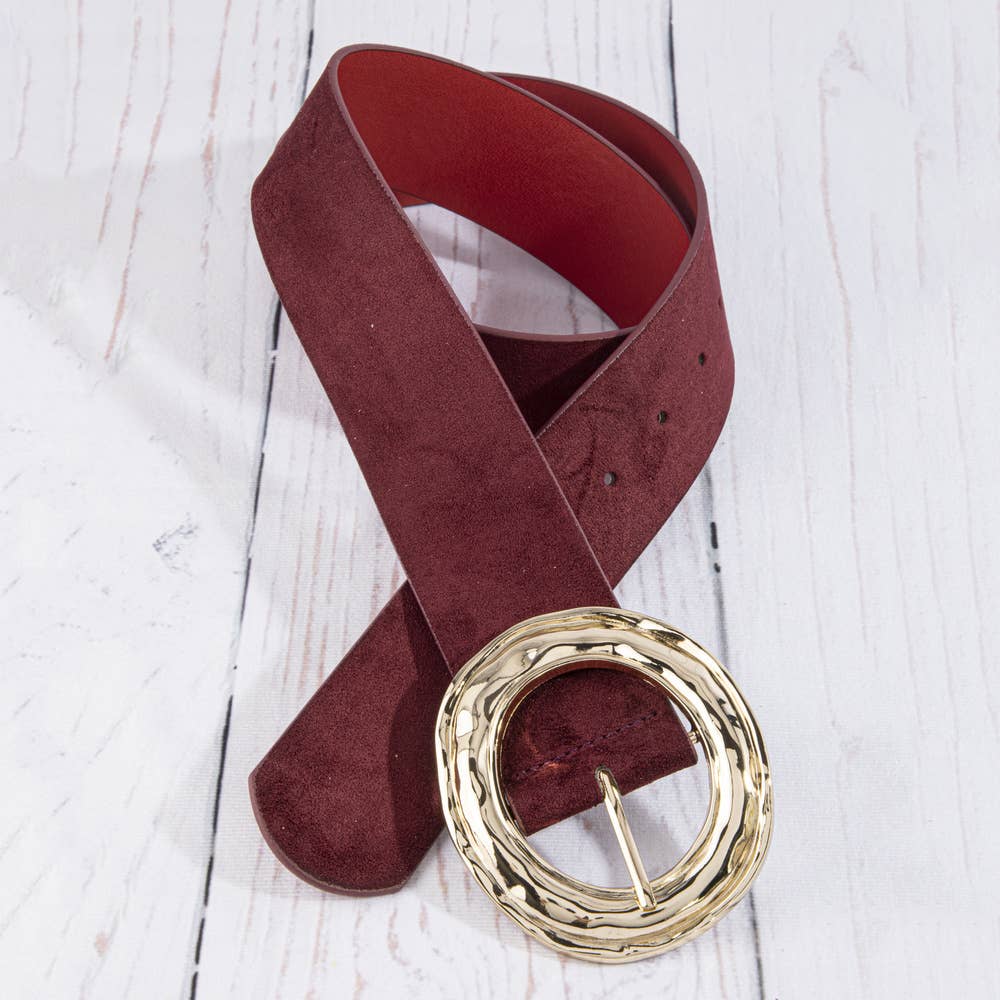 Suede Hammered Round Buckle Belt: GBK