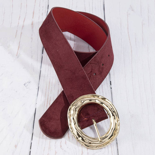 Suede Hammered Round Buckle Belt: GBU