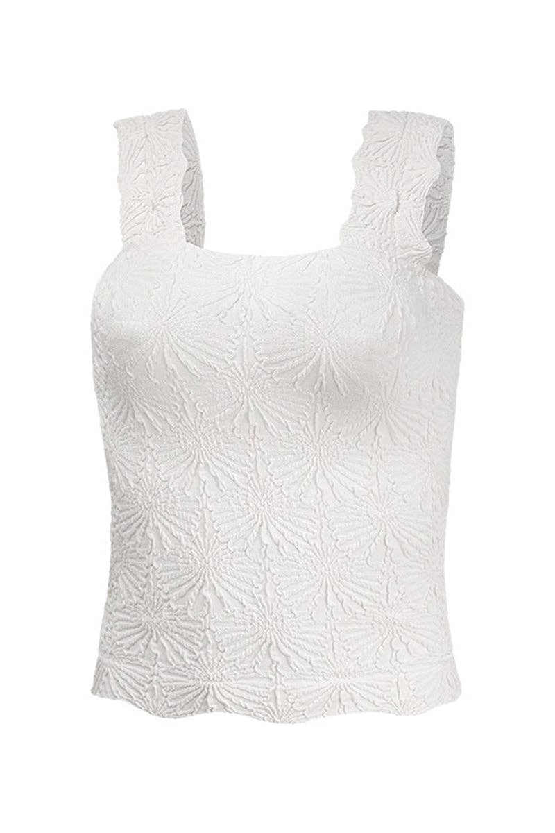 Textured Sleeveless Tank Top: BLACK / XL