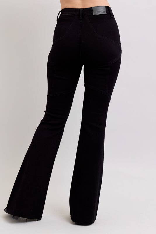 High Waisted Flare With Back Star Seam Detail: BK / 3(26)