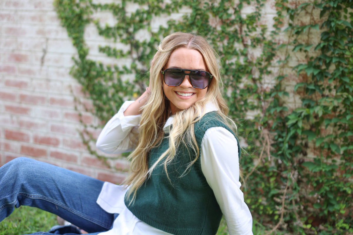Skye - Unisex Oversized Aviator: Black