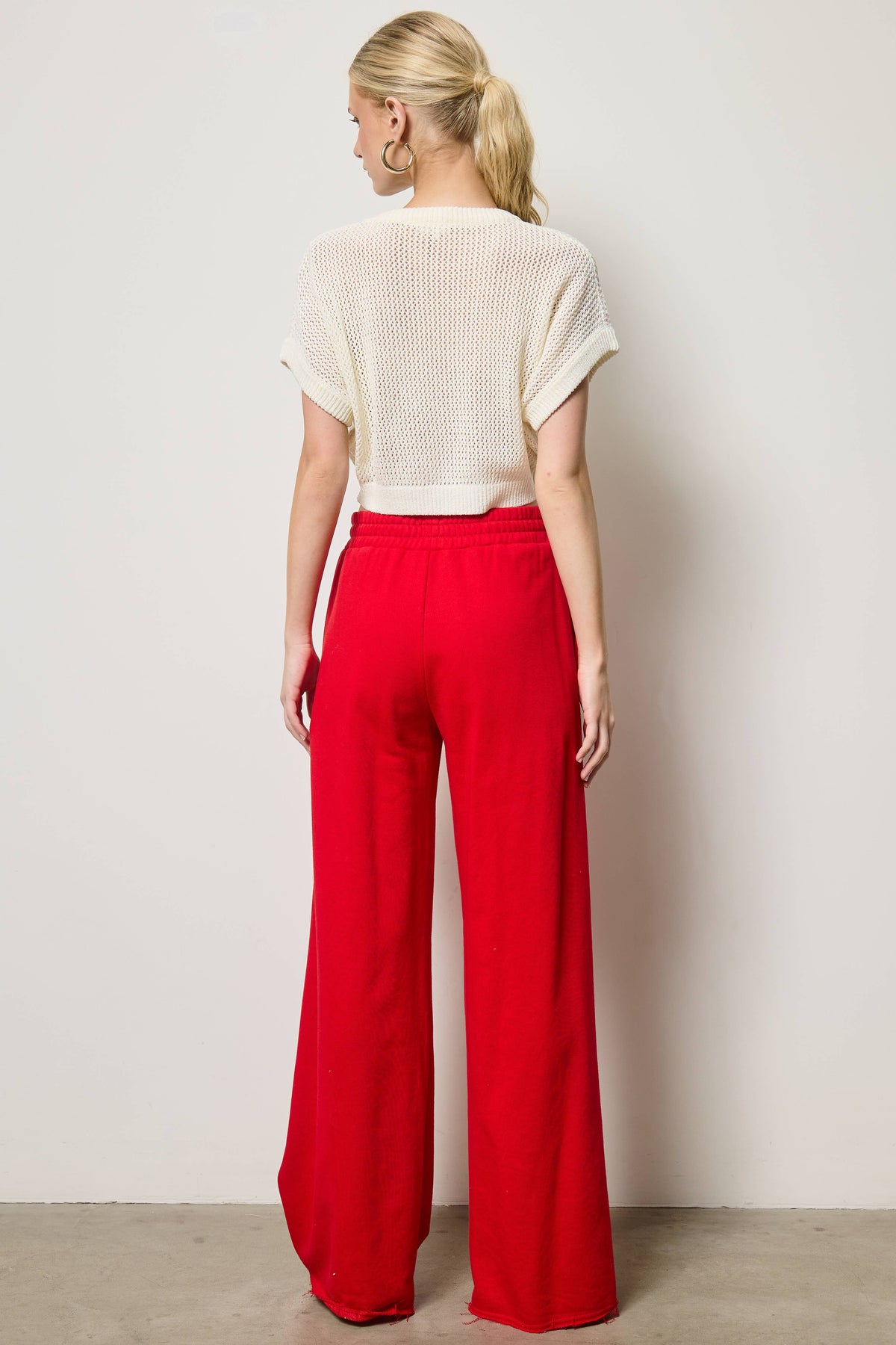 Wide Leg Cotton Jogger Sweatpants: Heather Grey / M