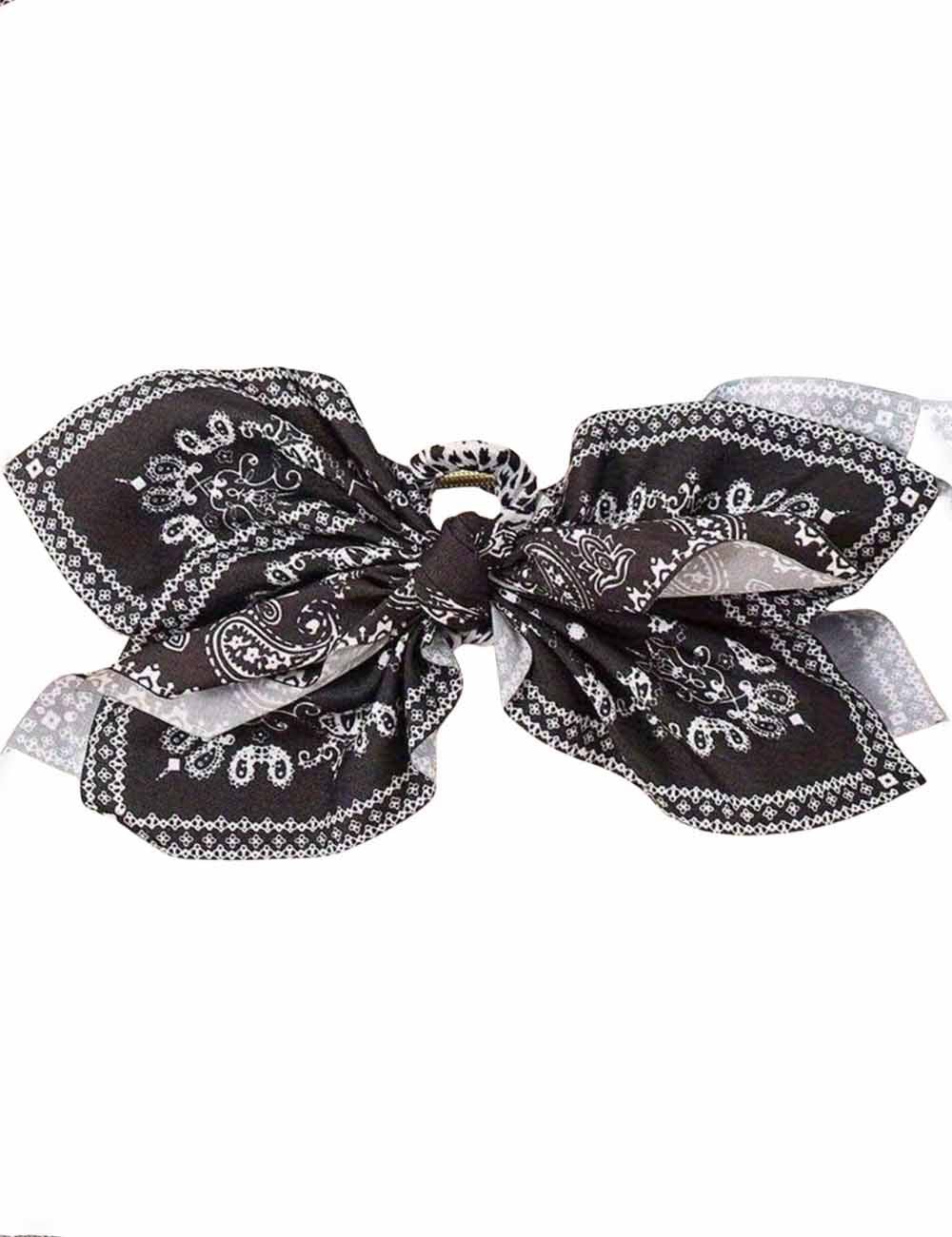 Ladies Chic Paisley Floral Print Bow Knot Hair Clip: Red / OS