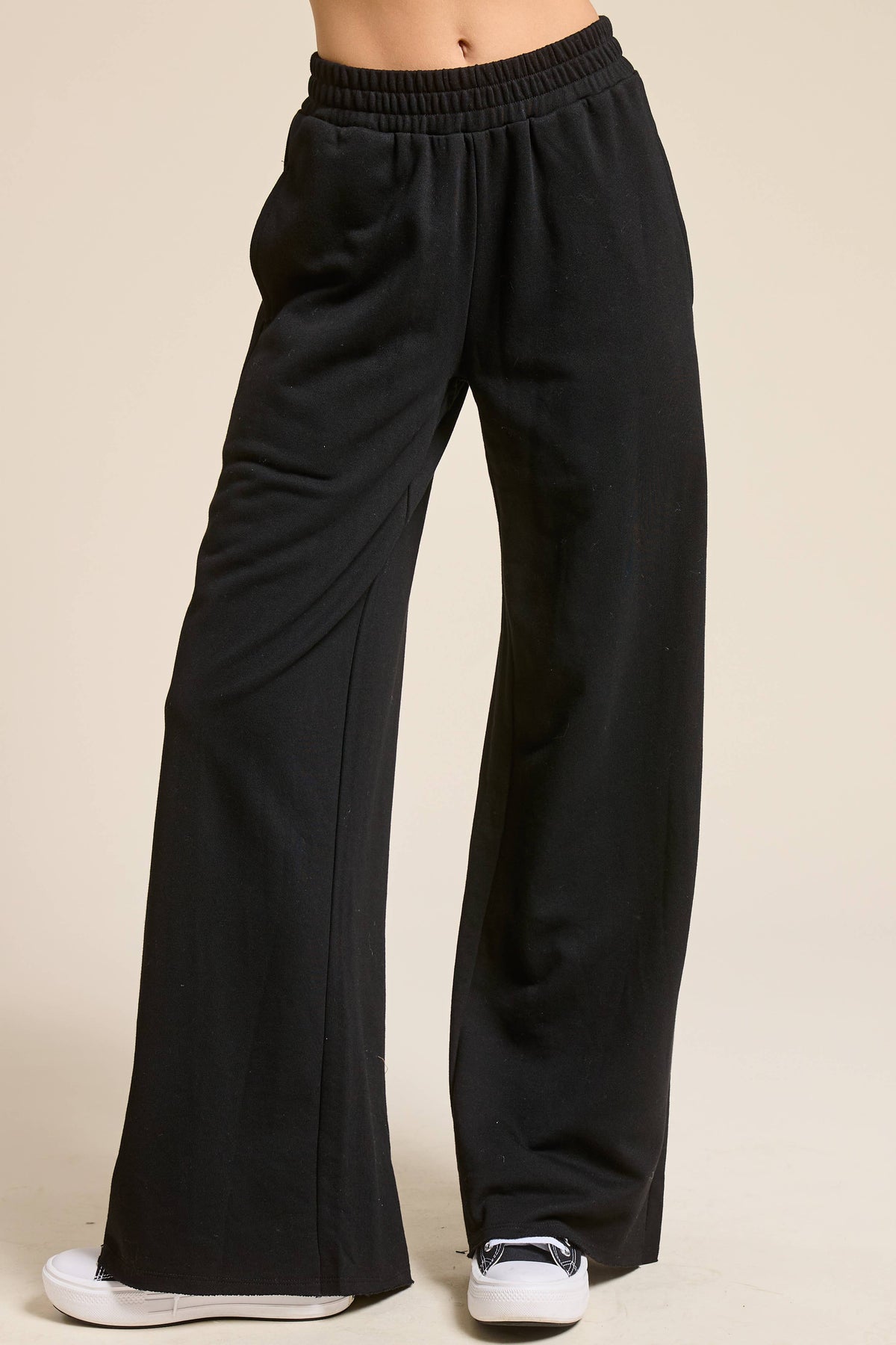 Wide Leg Cotton Jogger Sweatpants: Heather Grey / S