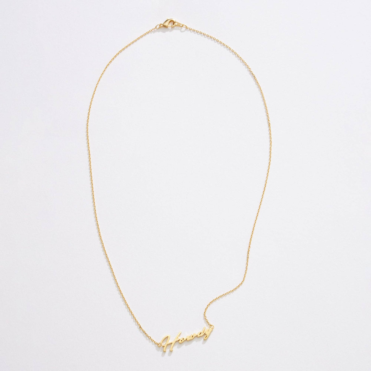 Gold Dipped “Howdy” Script Necklace: Gold