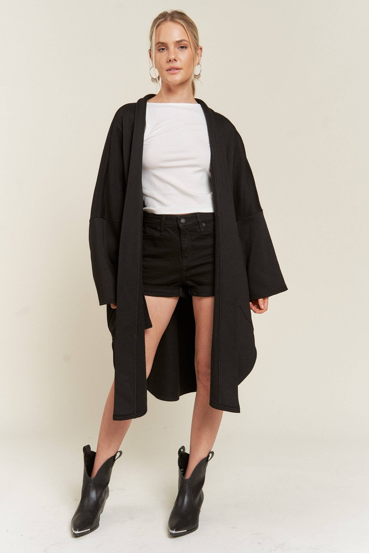 OVERSIZED KNIT CARDIGAN JJO5013: Black / S/M