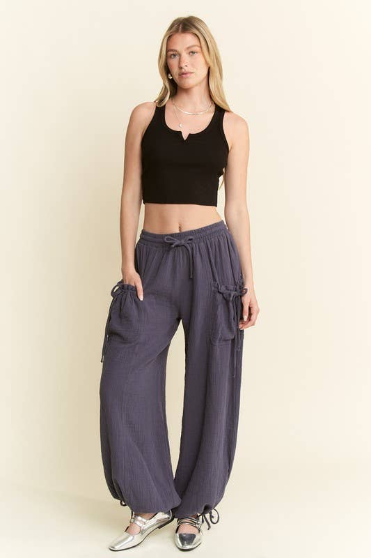 VINTAGE GAUZE JOGGER PANTS: Camel / S