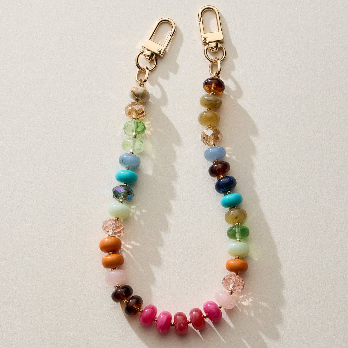 Mixed Bead Bag Keychain with Gold Clasps: BL / ONE