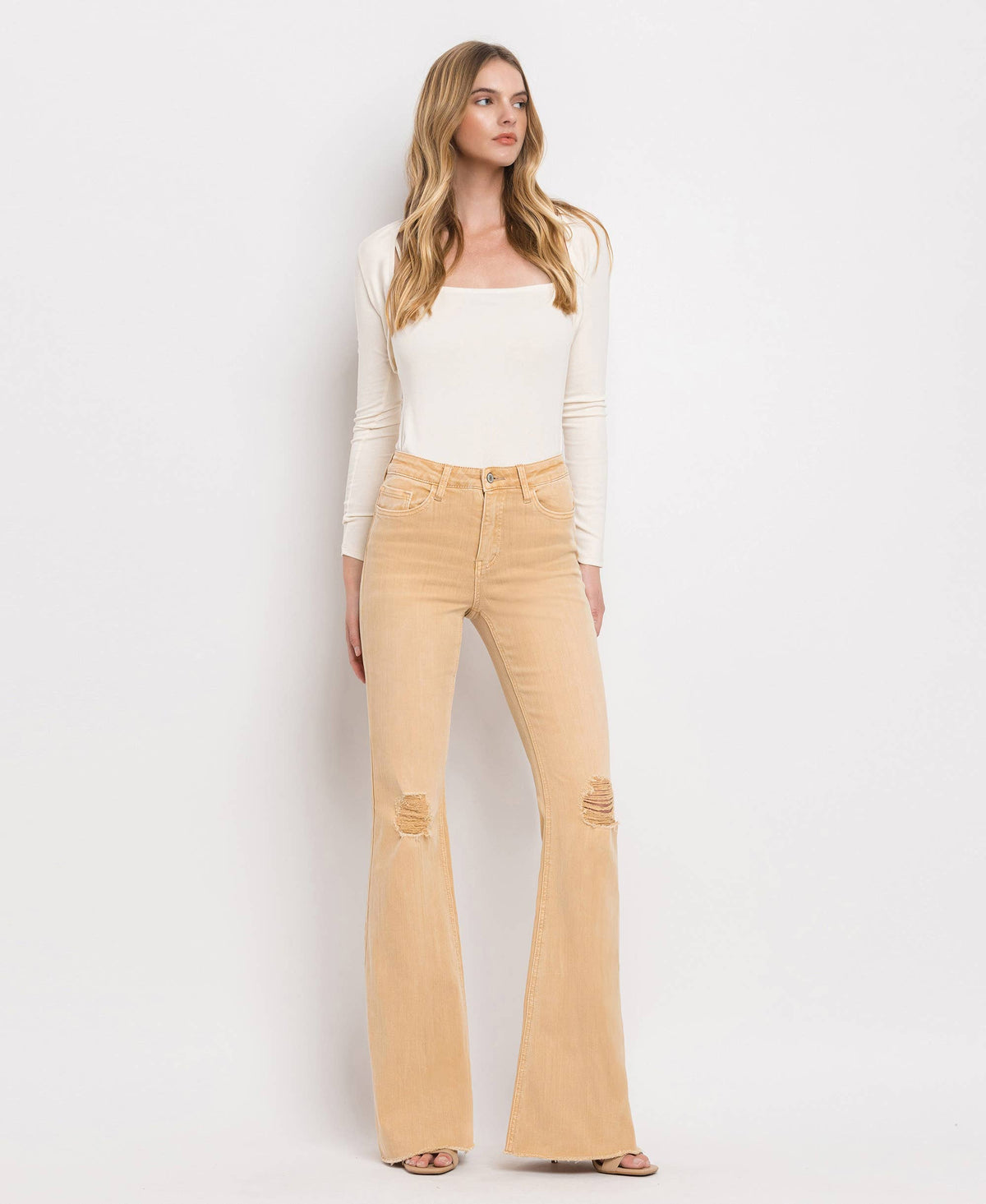 HIGH RISE SUPER FLARE JEANS V3029: DEW DROP / 30