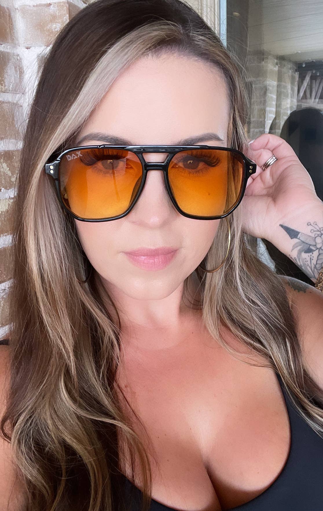 Skye - Unisex Oversized Aviator: Amber