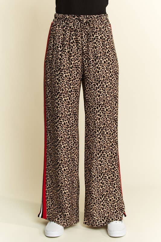LEOPARD CONTRAST TROUSER RED PANEL: MOCHA BROWN / XL