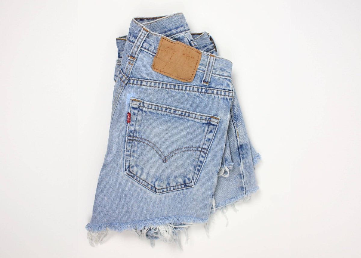 High-Rise Upcycled Denim Cutoff Shorts - Frayed: 4 (30" waist)