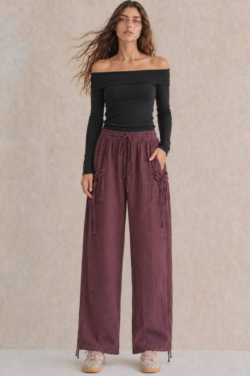 VINTAGE GAUZE JOGGER PANTS: Camel / S