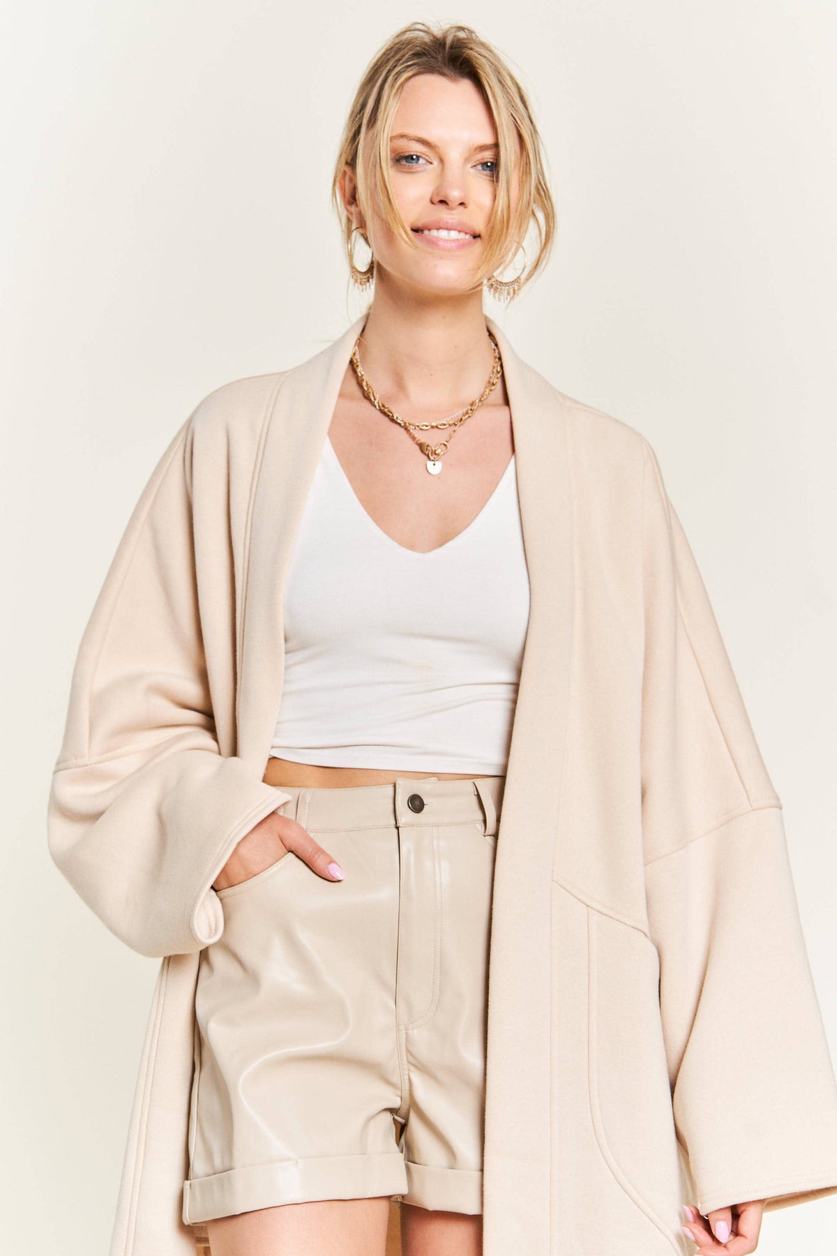 OVERSIZED KNIT CARDIGAN JJO5013: Black / L/XL