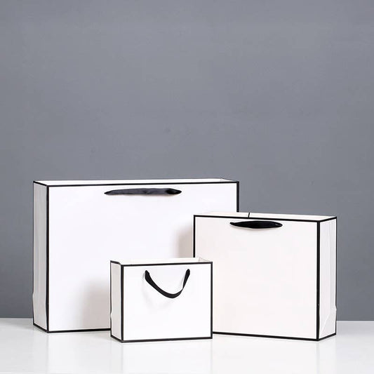 White with Black Border Paper Gift Bag w/ free tissue: H3