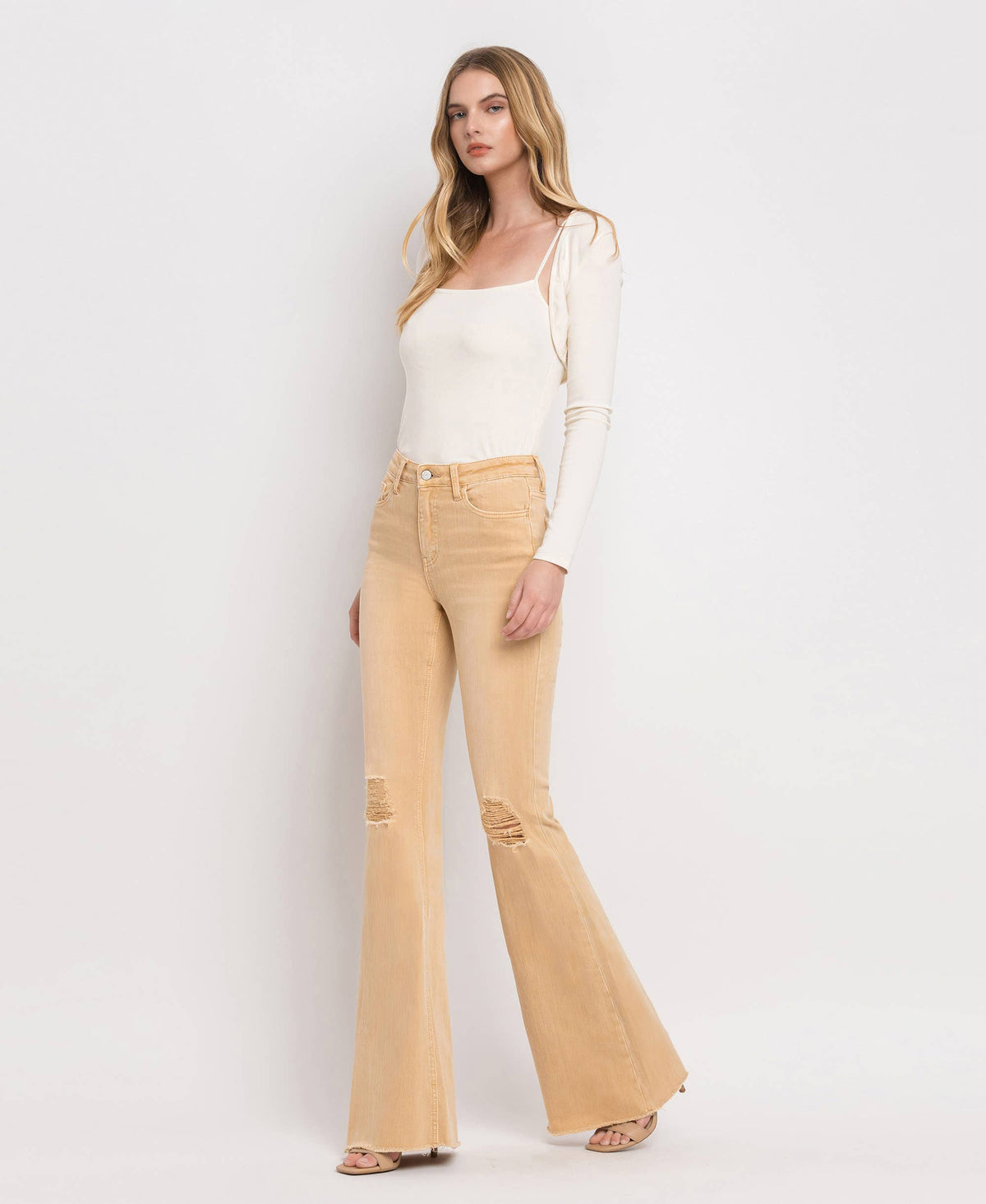 HIGH RISE SUPER FLARE JEANS V3029: DEW DROP / 29