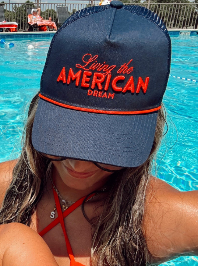 Living the American Dream - Red Vintage Trucker Hat: Red