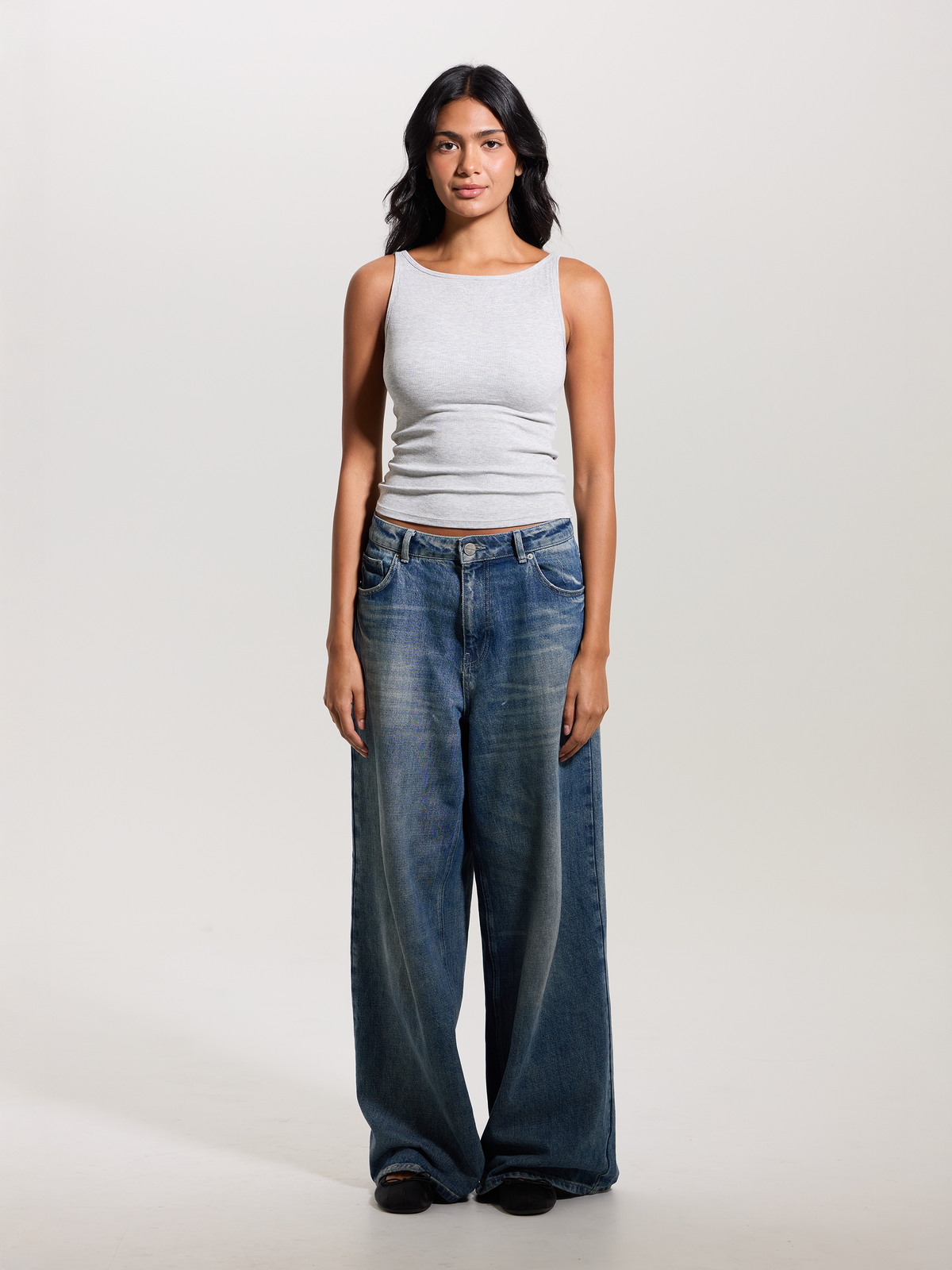 Ribbed Dainty Boat Neck Brami: Light Heather Gray / S