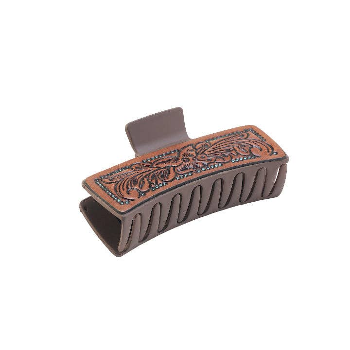 High Vista Hair Comb Clip In Dark Brown: Black-White