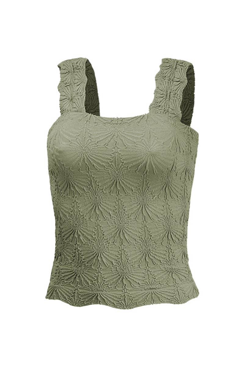 Textured Sleeveless Tank Top: BLACK / XL