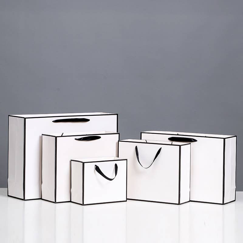 White with Black Border Paper Gift Bag w/ free tissue: H2