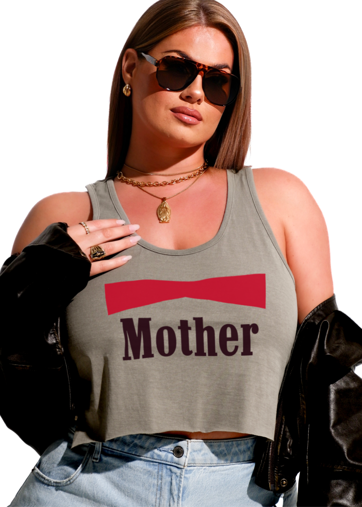 CROPPED VINTAGE MOTHER GRAPHIC BOYFRIEND TANK: Washed Plymouth / 1X/2X
