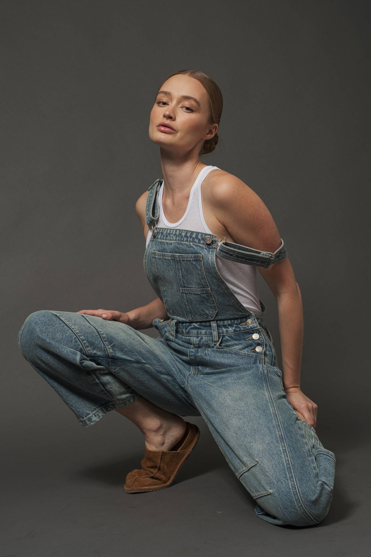 MAP2994 SLOUCHY RELAX FIT DENIM OVERALL: DENIM / L