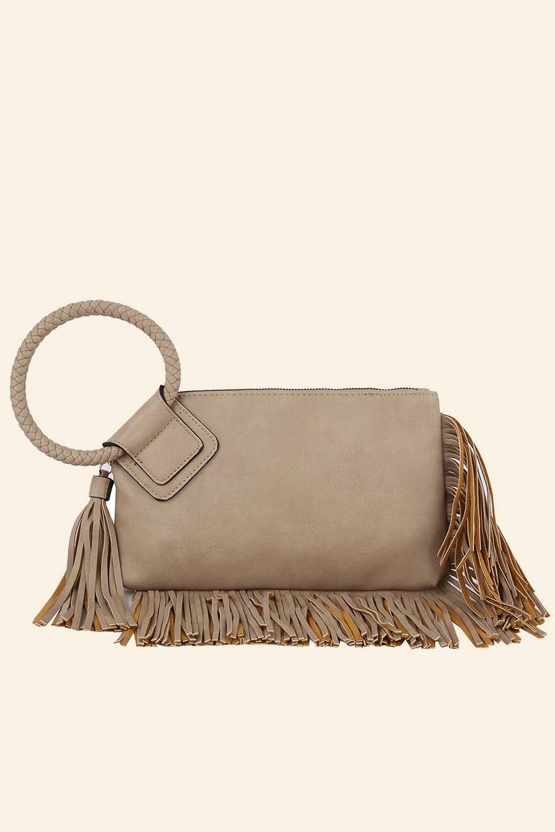 Fringe Cuff Clutch Tassel Wristlet Clutch Bag: ST