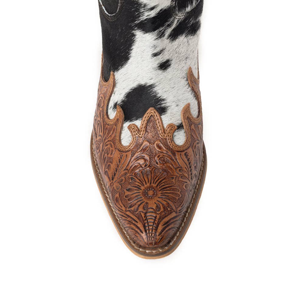 Adelaide Hair-On High Top Boots: Black and White / 6