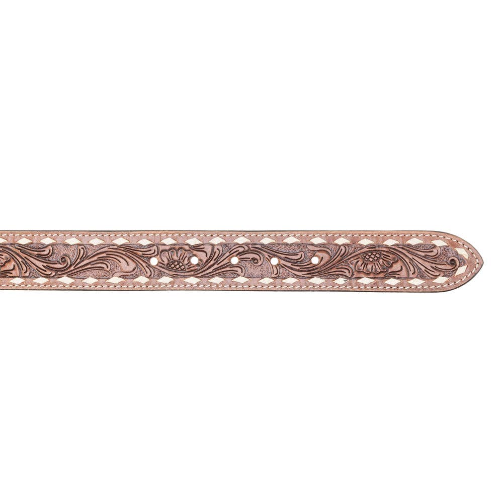 Talavera Handtooled Leather Belt for Women in Ember: Ember / L