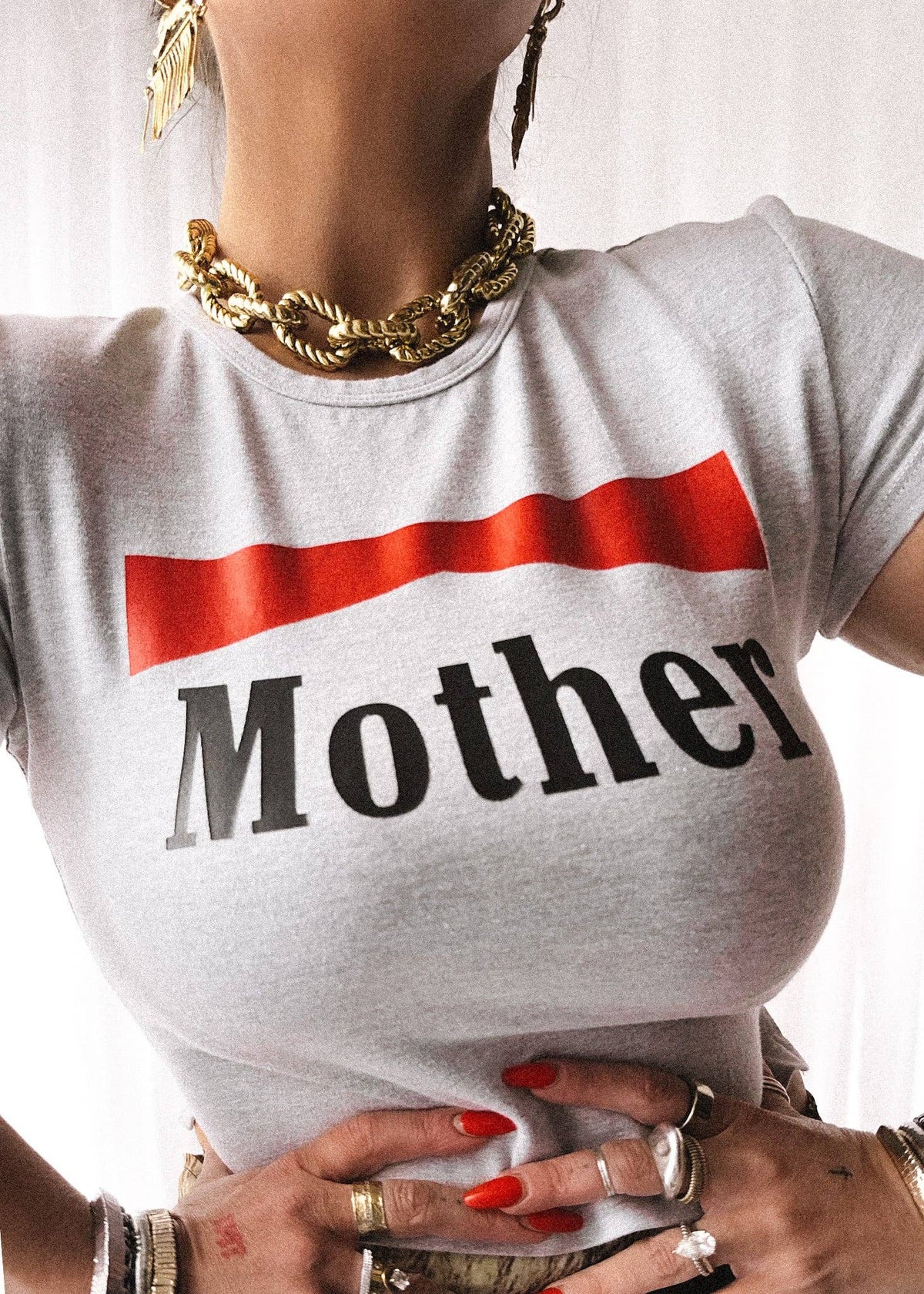 VINTAGE MOTHER GRAPHIC BABY TEE: Heather Gray / 1X/2X
