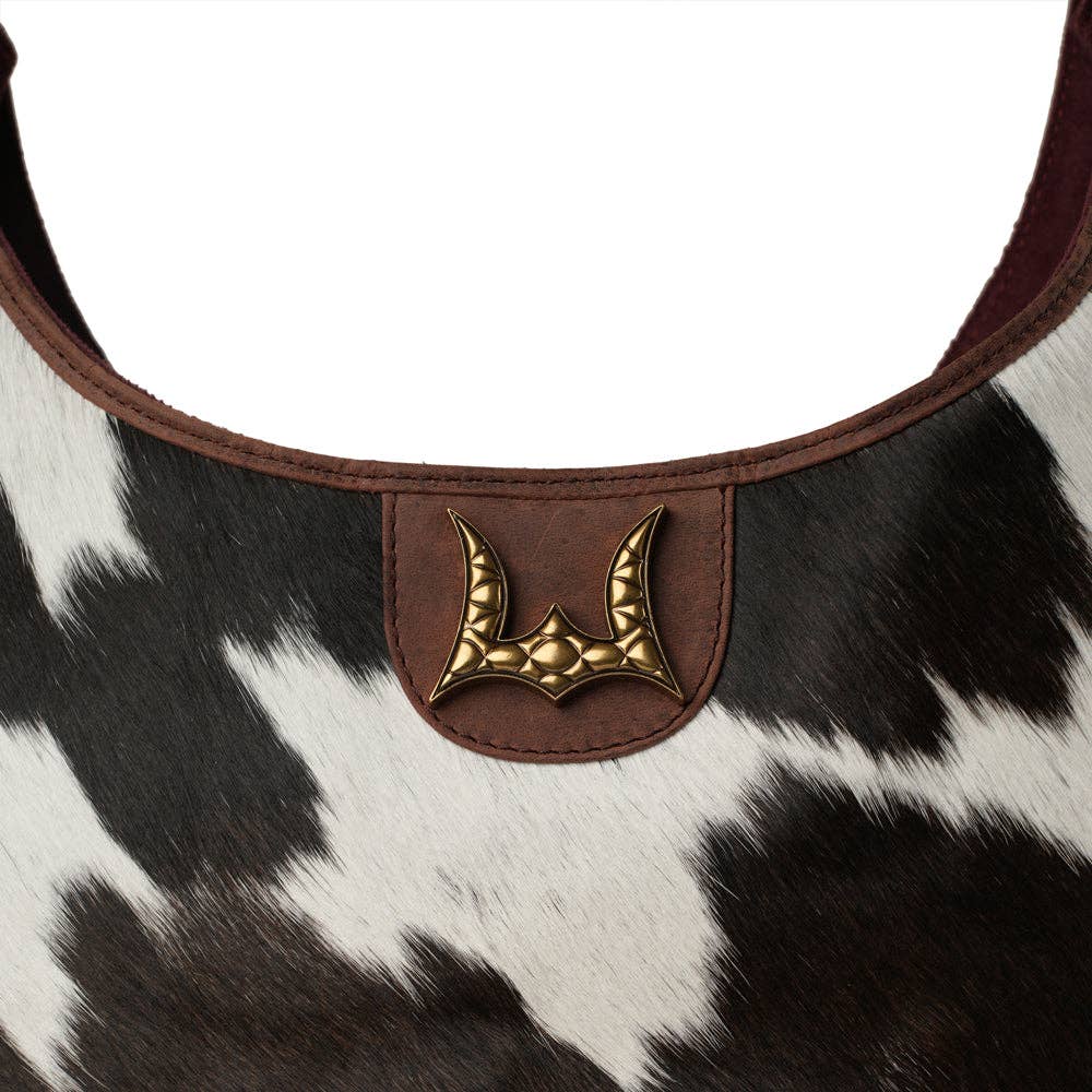 LW Large Purse - Black & White Cowhide With Oiled Ruby Leather: Black & White