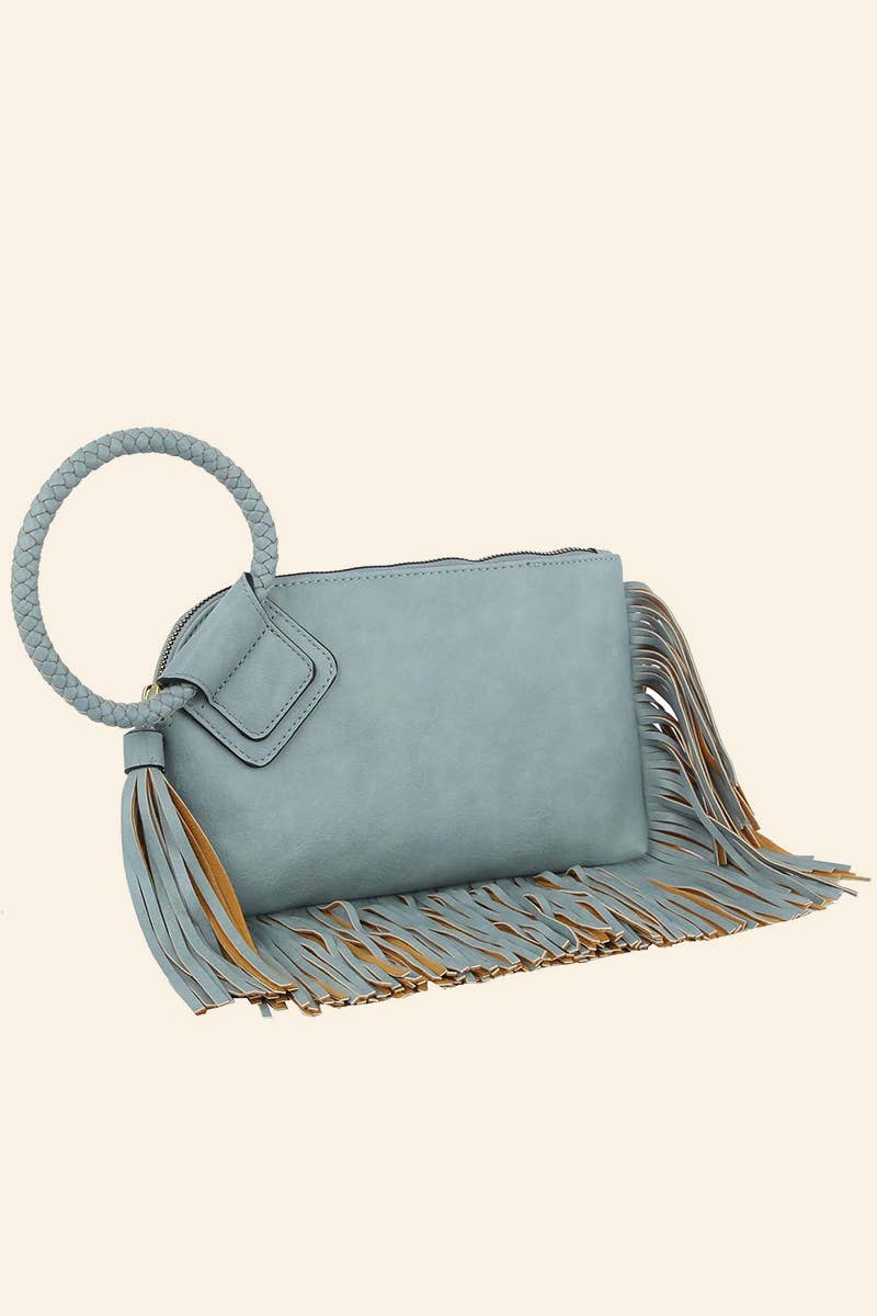 Fringe Cuff Clutch Tassel Wristlet Clutch Bag: ST