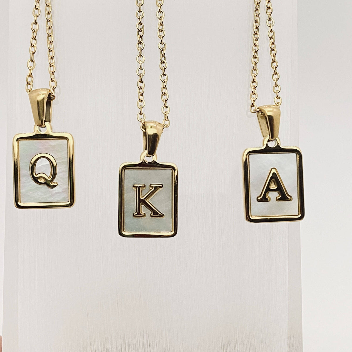 Square Initial 18K Gold-plated Stainless Steel Necklace -FGS: Y