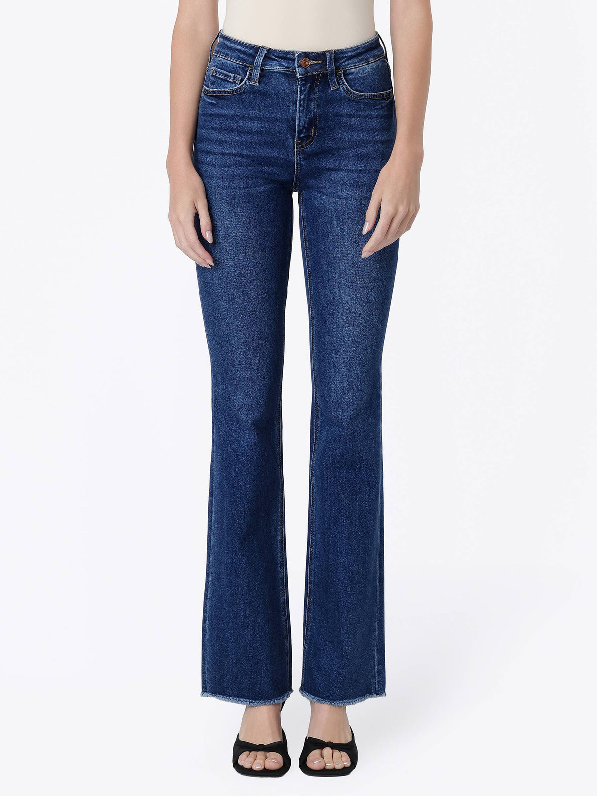 PLUS TUMMY CONTROL HIGH RISE RAW HEM BOOTCUT JEANS LV1483-P: PLANELOAD / 16