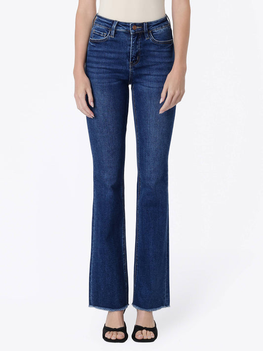 PLUS TUMMY CONTROL HIGH RISE RAW HEM BOOTCUT JEANS LV1483-P: PLANELOAD / 14