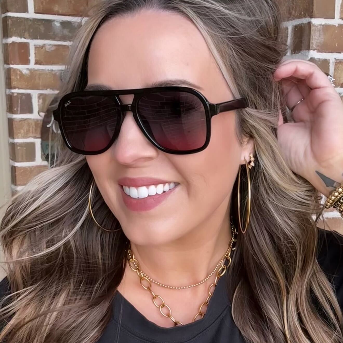 Cruz - Unisex Aviator Sunglasses – Polarized Hair-Friendly: Matte Black