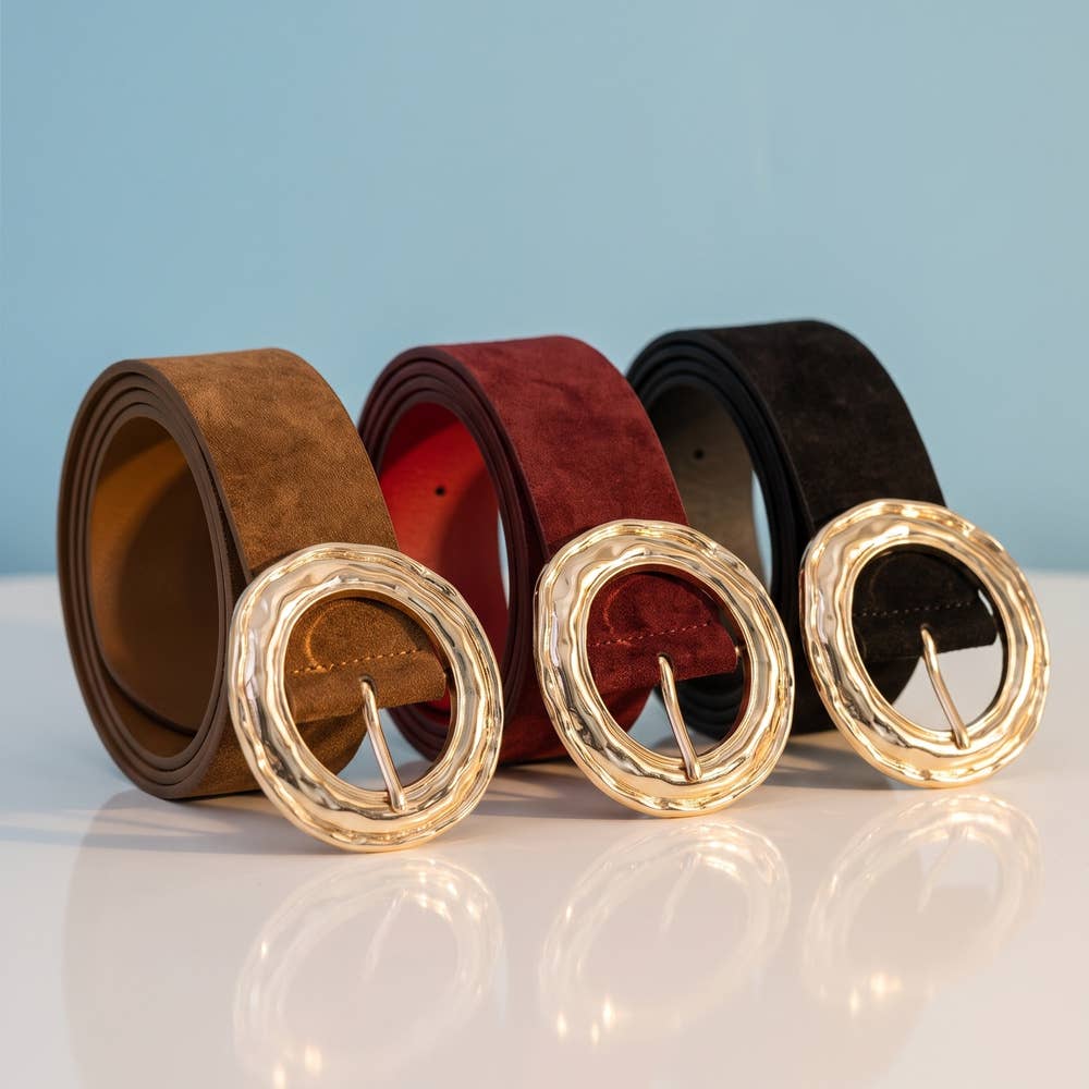 Suede Hammered Round Buckle Belt: GBU