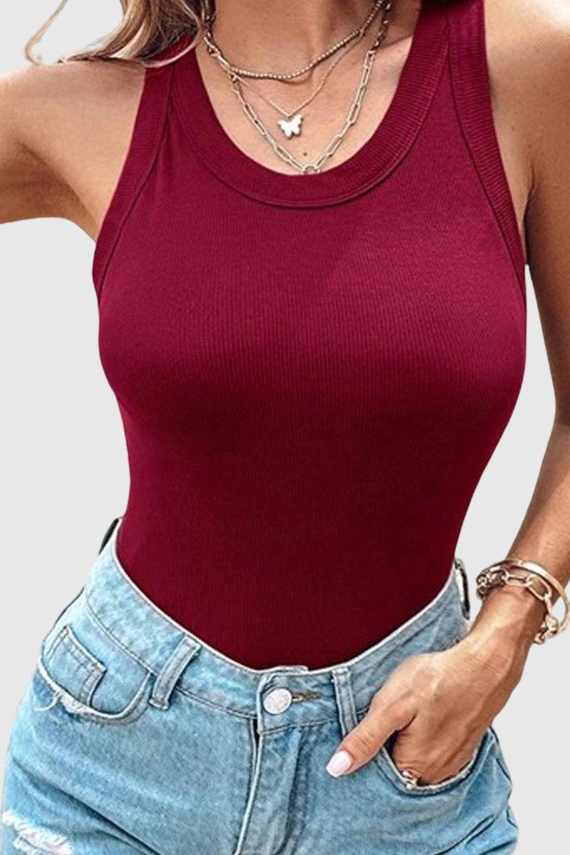 Ribbed Tank Top: WHITE / S