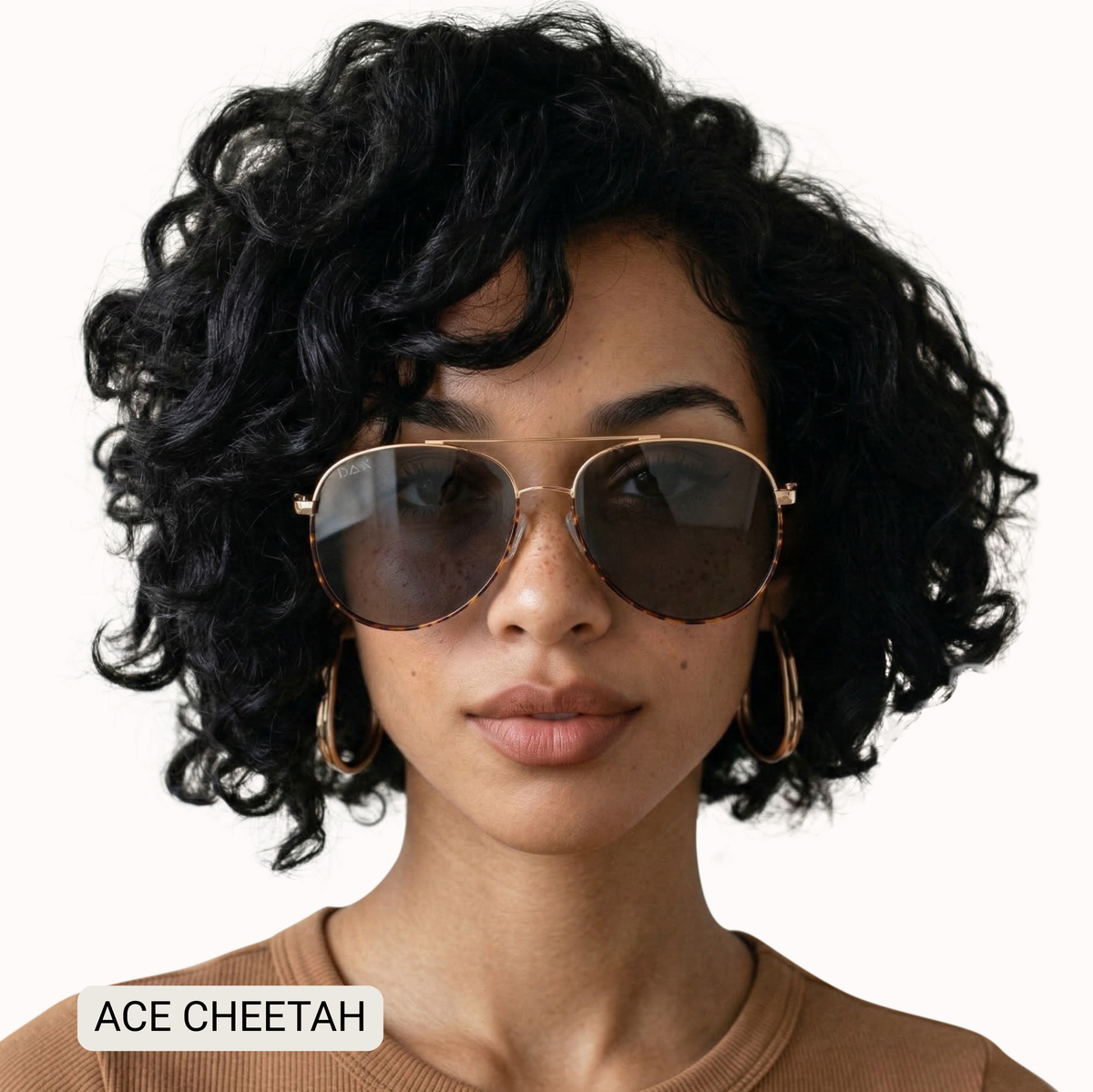 ACE - Unisex Aviator Sunglasses – Polarized Hair-Friendly: Cheetah