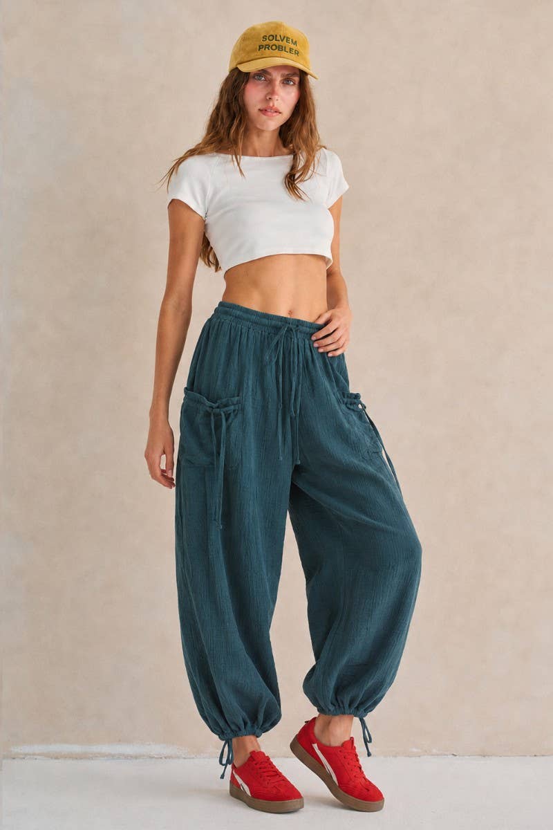 VINTAGE GAUZE JOGGER PANTS: Camel / S